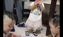 小娃儿吃瓜,童趣盎然的夏日时光