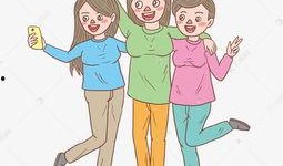 三个人吃瓜的卡通照片